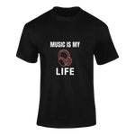Men Regular Fit Tshirt - Music Is My Life Men Regular Fit Tshirt 180 Black | Fullmoon Styles