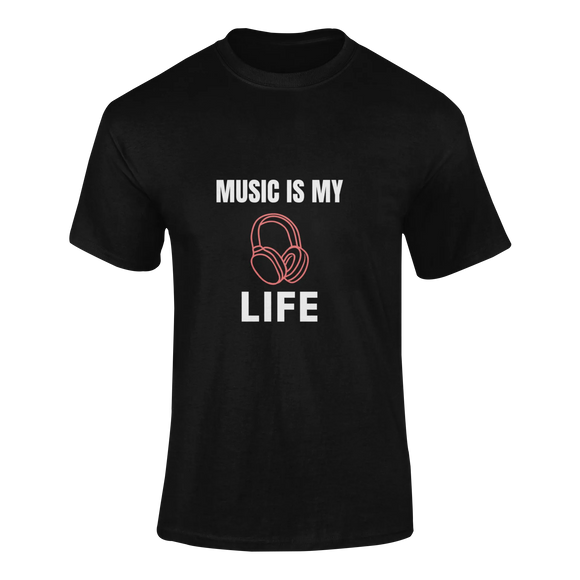 Men Regular Fit Tshirt - Music Is My Life Men Regular Fit Tshirt 180 Black | Fullmoon Styles