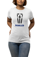 Bowled Women Regular Fit Tshirt 180 White Regular Fit Tshirt - Premium Cotton Women Wear