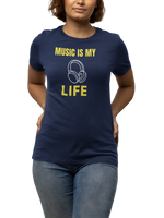 Music Is My Life Women Regular Fit Tshirt 180 Navy Blue Regular Fit Tshirt - Premium Cotton Women Wear