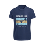Men Regular Fit Tshirt - Rock N Roll With Music Men Regular Fit Tshirt 180 Navy Blue | Fullmoon Styles
