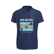 Men Regular Fit Tshirt - Rock N Roll With Music Men Regular Fit Tshirt 180 Navy Blue | Fullmoon Styles