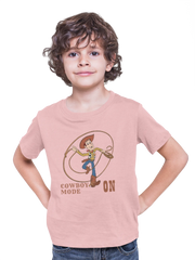 Woody Cowboy Mode On Kids Regular Fit Tshirt 180 Baby Pink Regular Fit Tshirt - Premium Cotton Kids Wear