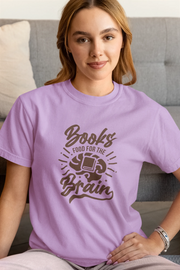 Lavender Regular Fit Tshirt - Books Food For Brain Women Regular Fit Tshirt 180 Design | Women Fashion