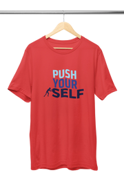 Red Regular Fit Tshirt - Push Yourself Women Regular Fit Tshirt 180 Design | Women Fashion