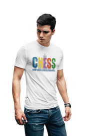 Chaos Checkmate Men Regular Fit Tshirt 180 White Regular Fit Tshirt - Premium Cotton Men Wear