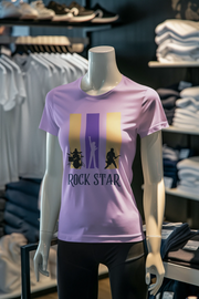 Lavender Regular Fit Tshirt - Rock Star Women Regular Fit Tshirt 180 Design | Women Fashion