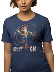 Woody Cowboy Mode On Women Regular Fit Tshirt 180 Navy Blue Regular Fit Tshirt - Premium Cotton Women Wear