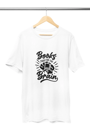 Men Regular Fit Tshirt - Books Food For Brain Men Regular Fit Tshirt 180 White | Fullmoon Styles