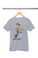 Woody And Buzz Friends Forever Women Regular Fit Tshirt 180 Gray Regular Fit Tshirt - Premium Cotton Women Wear