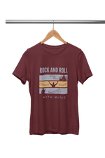 Maroon Regular Fit Tshirt - Rock N Roll With Music Men Regular Fit Tshirt 180 Design | Men Fashion
