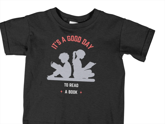 Kids Regular Fit Tshirt - Good Day To Read Kids Regular Fit Tshirt 180 Black | Fullmoon Styles