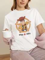 Toy Story Woody Sheriff Women Oversized 210 White Oversized - Premium Cotton Women Wear