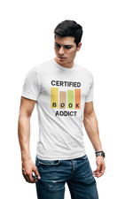 White Regular Fit Tshirt - Certified Book Addict Men Regular Fit Tshirt 180 Design | Men Fashion