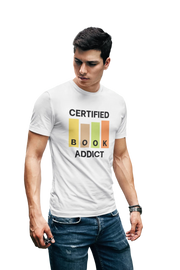 White Regular Fit Tshirt - Certified Book Addict Men Regular Fit Tshirt 180 Design | Men Fashion