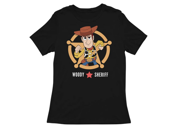 Women Regular Fit Tshirt - Toy Story Woody Sheriff Women Regular Fit Tshirt 180 Black | Fullmoon Styles