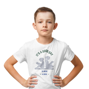 Good Day To Read Kids Regular Fit Tshirt 180 White Regular Fit Tshirt - Premium Cotton Kids Wear