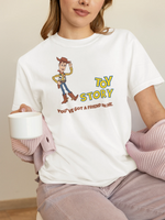 Toy Story Woody Women Regular Fit Tshirt 180 White Regular Fit Tshirt - Premium Cotton Women Wear