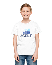 Push Yourself Kids Regular Fit Tshirt 180 White Regular Fit Tshirt - Premium Cotton Kids Wear