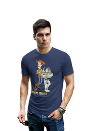 Navy Blue Oversized - Woody And Buzz Friends Forever Men Oversized 210 Design | Men Fashion