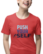 Push Yourself Women Regular Fit Tshirt 180 Red Regular Fit Tshirt - Premium Cotton Women Wear