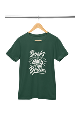 Women Regular Fit Tshirt - Books Food For Brain Women Regular Fit Tshirt 180 Bottle Green | Fullmoon Styles