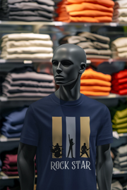 Navy Blue Regular Fit Tshirt - Rock Star Men Regular Fit Tshirt 180 Design | Men Fashion