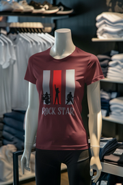 Maroon Regular Fit Tshirt - Rock Star Women Regular Fit Tshirt 180 Design | Women Fashion
