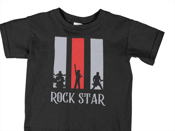 Kids Regular Fit Tshirt - Rock Star Kids Regular Fit Tshirt 180 Black | Fullmoon Styles