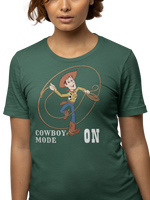 Woody Cowboy Mode On Women Regular Fit Tshirt 180 Bottle Green Regular Fit Tshirt - Premium Cotton Women Wear