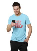 Push Yourself Men Regular Fit Tshirt 180 Sky Blue Regular Fit Tshirt - Premium Cotton Men Wear