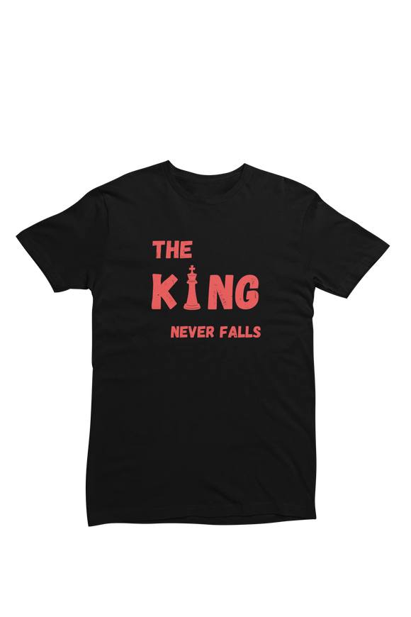 Men Regular Fit Tshirt - King Never Falls Men Regular Fit Tshirt 180 Black | Fullmoon Styles