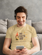 No Days Off Men Regular Fit Tshirt 180 Beige Regular Fit Tshirt - Premium Cotton Men Wear