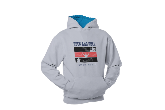 Men Regular Fit Hoodie - Rock N Roll With Music Men Regular Fit Hoodie 320 Gray | Fullmoon Styles