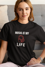 Music Is My Life Women Oversized 210 Black Oversized - Premium Cotton Women Wear