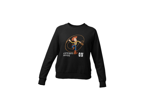 Men Regular Fit Sweatshirt - Woody Cowboy Mode On Men Regular Fit Sweatshirt 320 Black | Fullmoon Styles