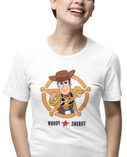 Toy Story Woody Sheriff Women Oversized 180 White Oversized - Premium Cotton Women Wear