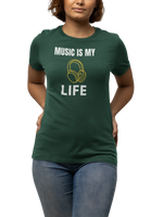Music Is My Life Women Regular Fit Tshirt 180 Bottle Green Regular Fit Tshirt - Premium Cotton Women Wear
