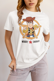Toy Story Woody Sheriff Women Regular Fit Tshirt 180 White Regular Fit Tshirt - Premium Cotton Women Wear