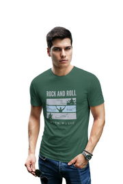 Rock N Roll With Music Men Regular Fit Tshirt 180 Bottle Green Regular Fit Tshirt - Premium Cotton Men Wear