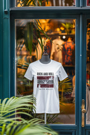 White Regular Fit Tshirt - Rock N Roll With Music Women Regular Fit Tshirt 180 Design | Women Fashion