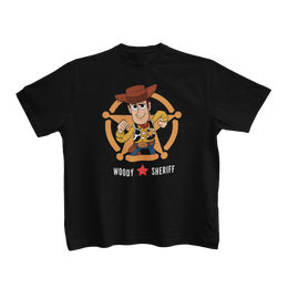 Kids Regular Fit Tshirt - Toy Story Woody Sheriff Kids Regular Fit Tshirt 180 Black | Fullmoon Styles