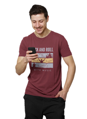 Men Regular Fit Tshirt - Rock N Roll With Music Men Regular Fit Tshirt 180 Maroon | Fullmoon Styles