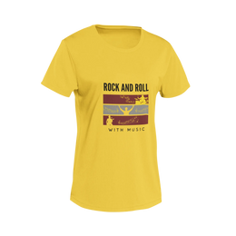Women Regular Fit Tshirt - Rock N Roll With Music Women Regular Fit Tshirt 180 Yellow | Fullmoon Styles
