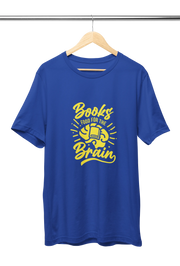 Royal Blue Regular Fit Tshirt - Books Food For Brain Men Regular Fit Tshirt 180 Design | Men Fashion