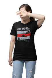 Rock N Roll With Music Women Oversized 180 Black Oversized - Premium Cotton Women Wear
