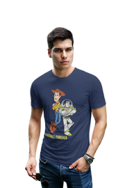 Woody And Buzz Friends Forever Men Regular Fit Tshirt 180 Navy Blue Regular Fit Tshirt - Premium Cotton Men Wear