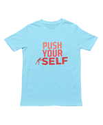 Men Regular Fit Tshirt - Push Yourself Men Regular Fit Tshirt 180 Sky Blue | Fullmoon Styles