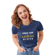 Chess Choose Your Weapon Women Regular Fit Tshirt 180 Navy Blue Regular Fit Tshirt - Premium Cotton Women Wear