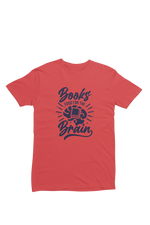 Red Regular Fit Tshirt - Books Food For Brain Men Regular Fit Tshirt 180 Design | Men Fashion